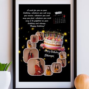 Personalized Birthday Photo Frame with Custom Collage & Calendar | CharmC Gift