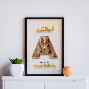 Letter B Personalized Birthday Photo Frame – Custom Alphabet Collage Gift | Charmc Gift
